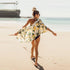 Lemon Printed Kimono Cardigan Beach Dress
